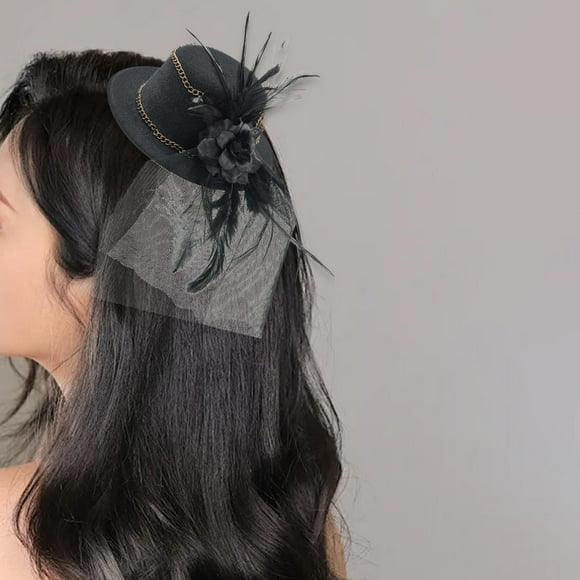 Saborra de cabeza de decoración de flores de sombrero steampunk para suministros de fiesta de cosplay de baile Negro