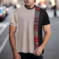 thumbnail image 2 of XIYON Father's Day Men's T Shirt Short Sleeve Round Neck Color Block Summer Loose Fit Fashion Tee Top For Casual Daily Wear,Black,L, 2 of 4