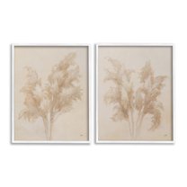 Stupell Industries Rural Reeds Studies Botanical & Floral Drawing White Framed Art Print Wall Art, 11 x 14, Set of 2