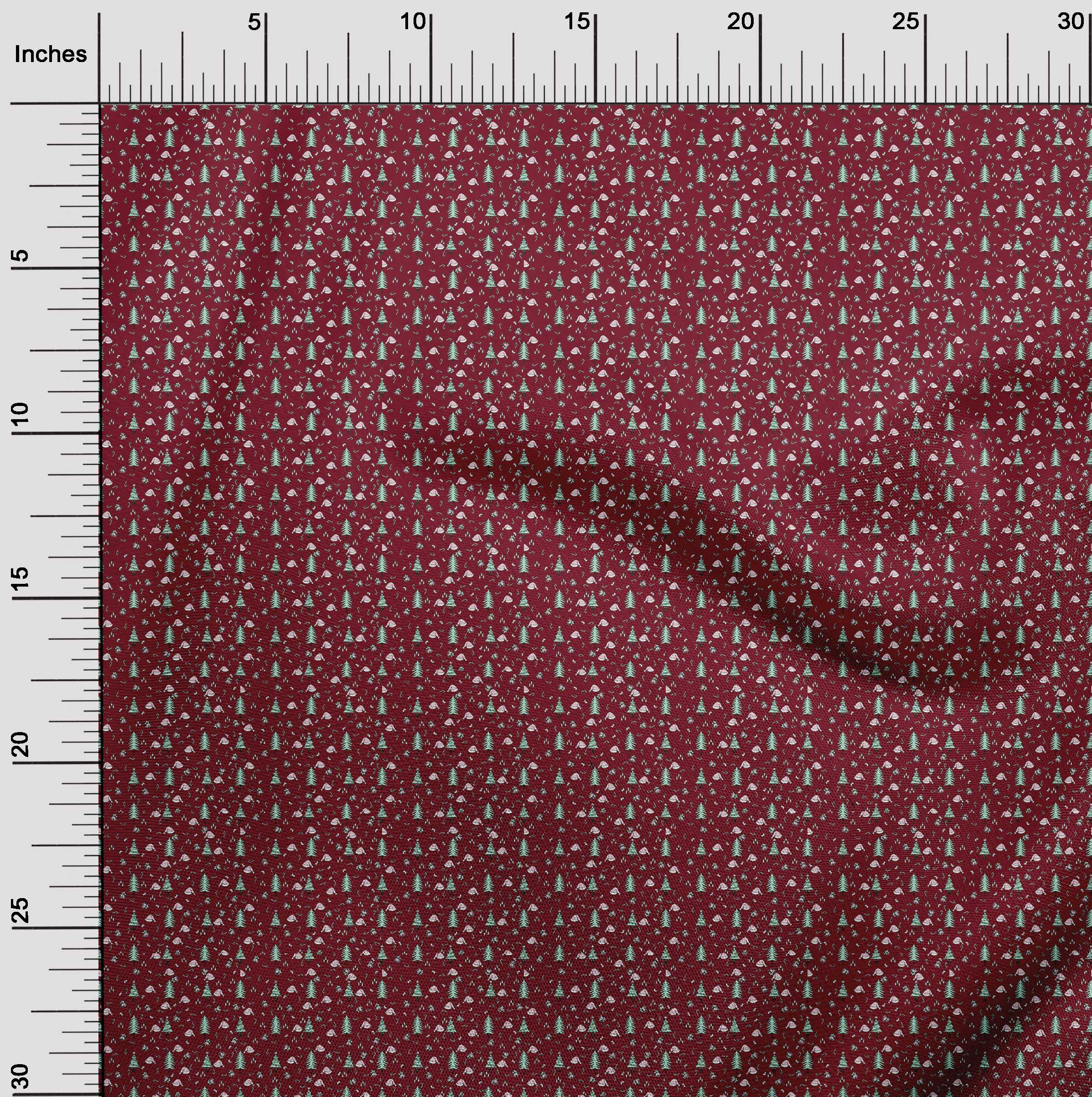 oneOone Cotton Silk Maroon Fabric Christmas Diy Clothing Quilting Fabric Print Fabric By Yard 42 Inch Wide