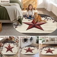 thumbnail image 6 of Texas Star Red 6ft Round Rugs, Farmhouse Berry Wooden Vintage Washable Non-Slip Area Rugs for Living Room Bedroom Kitchen, Soft Low Pile Dining Room Kicthen Circle Carpet, Indoor Floor Rug, 6 of 9