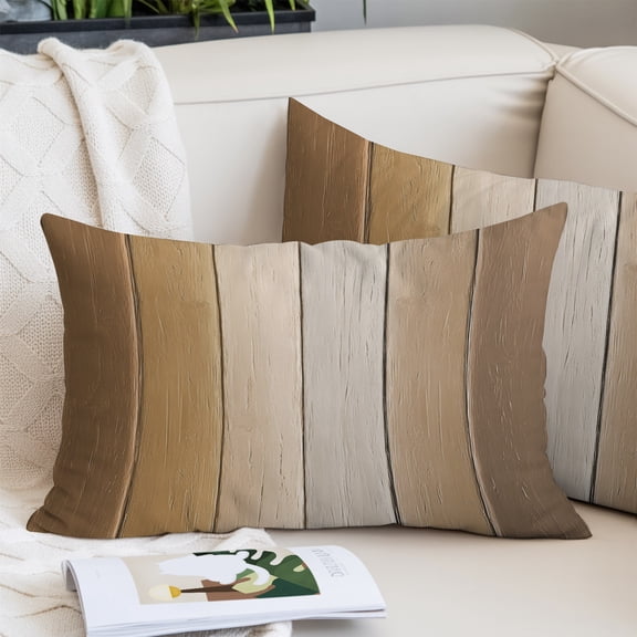 Brown Ombre Toddler Pillow Covers 16x24 Inch, Vintage Country Wooden Decorative Pillowcase with Zipper, Microfiber Pillow Protector, Breathable Throw Pillowcases for Sofa Bed Living Room