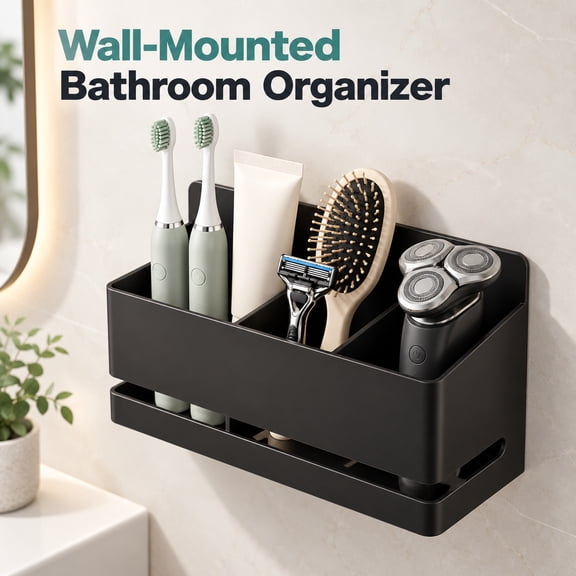 OZERA Wall Mounted Electric Toothbrush Holder, 3โSlot DrillโFree Aluminum Toothbrush Storage Organizer for Bathroom, Kitchen and Study