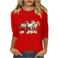 thumbnail image 2 of Dolkfu Womans Tops Western 3/4 Sleeve Loose Fit Horse Printed Vintage Crew Neck Casual T-Shirt Women's Shirts XXL, 2 of 4