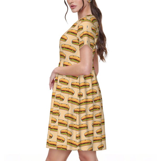 Gaeub Submarine Sub Sandwich Print Womens Dresses,Casual Short Sleeve  Tunic,Summer Midi Dress for Women,Women's Short sleeve Dress - Walmart.ca