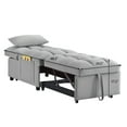 thumbnail image 5 of 4 in1 Multi-Function Single Sofa Bed with Storage Pockets,Tufted Single Pull-out Sofa Bed with Adjustable Backrest and Pillows ,Convertible  Chaise Lounge for iving spaces or guest rooms (Gray), 5 of 9
