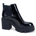 thumbnail image 4 of Soda Women Chunky Thick Lug Sole Heels Ankle Boots Hidden Platform Elastic Sides Booties BLISS-S Black Patent 10, 4 of 4