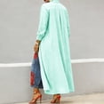 thumbnail image 6 of Long Sleeve Shirts for Women, Women's Linen Button Front Shirt Maxi Dress Long Sleeve Lapel Casual Solid Oversized Vacation Dresses with Pockets, 6 of 9