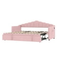 thumbnail image 6 of Velvet Twin Size Daybed with Adjustable Height Pop-up Twin Trundle, Built-in USB & Type-C Charging Port, Upholstered Day Bed Frame with 2 Side Pockets, No Box Spring Needed, Pink, 6 of 10
