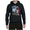 thumbnail image 2 of Wild Bobby Barn In The USA Red White and Blue Cows Pop Culture Unisex Hoodie Sweatshirt, Black, X-Large, 2 of 6