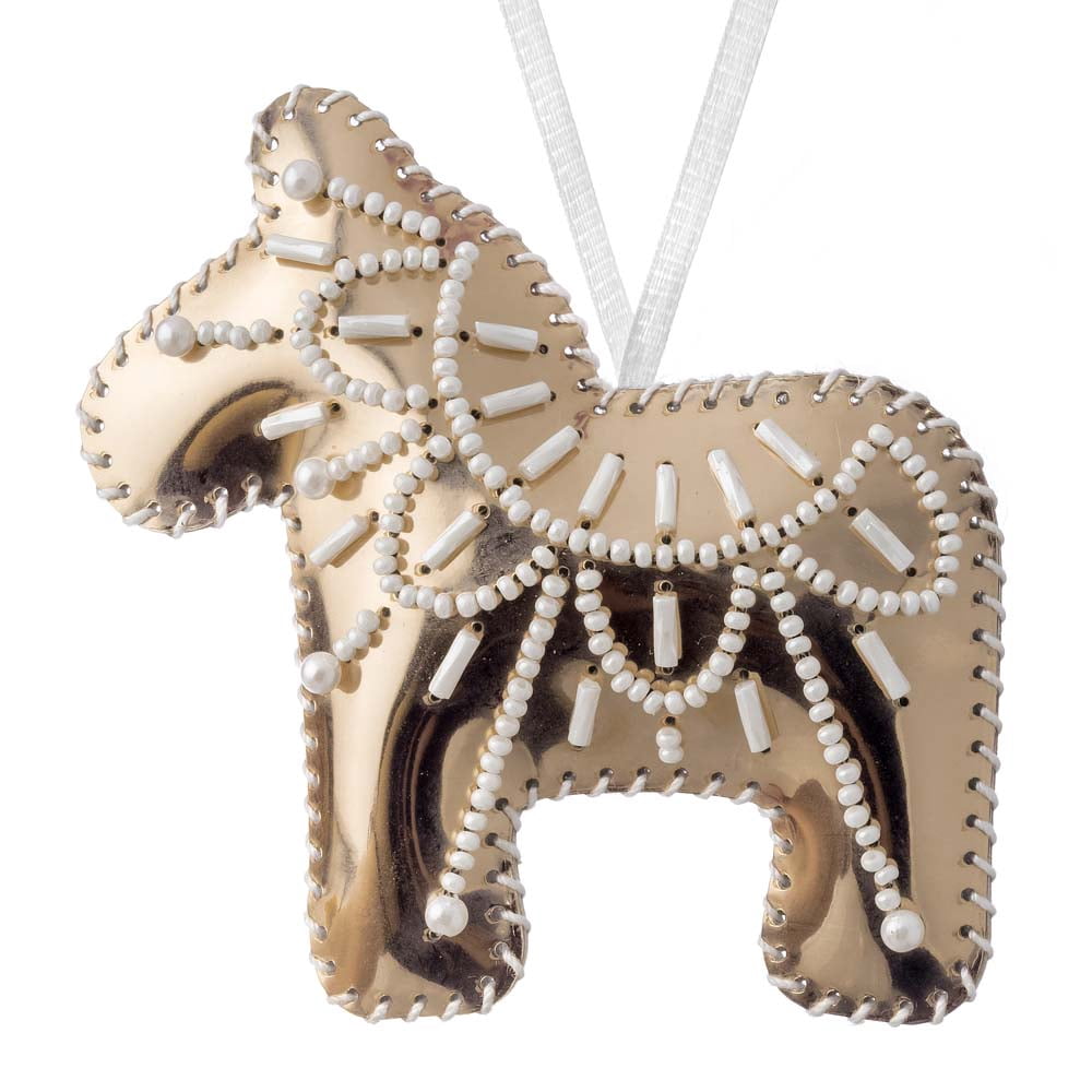 Bead embroidery kit on artificial leather Horse Christmas Ornament FLBB-131