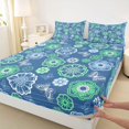 thumbnail image 4 of jejeloiu Ancient Floral Queen Sheets For Men Women,Nature Print Queen Sheet Sets,Blue Green,4-Piece,1 Flat Sheet, 1 Fitted Sheet and 2 Pillowcases, 4 of 6