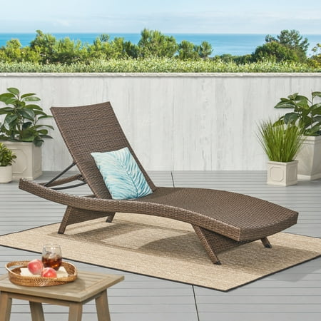 Noble House Wicker Outdoor Chaise Lounge - Mixed Mocha
