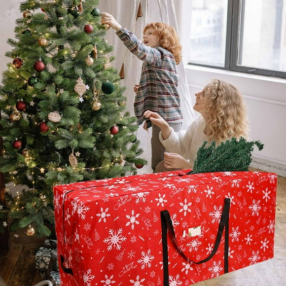 Staron Christmas Tree Storage Bag (Red), Christmas Tree Bag for Christmas Decorations, Stores 7.5 Foot Artificial Xmas Holiday Tree, Ornament Storage, Zippered Bag, Carry Handles