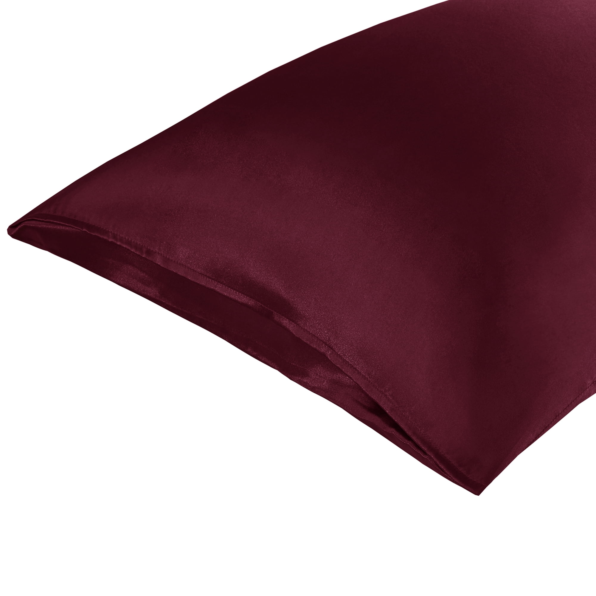 Mainstays Satin Pillowcase – Standard – Merlot Red – Frizz Control & Cooling Comfort – 1 Pack