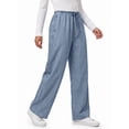 thumbnail image 3 of MOSHU Wide Leg Jeans for Women Elastic Waisted Denim Pants Straight Casual Womens Jean with Side Pockets, 3 of 10