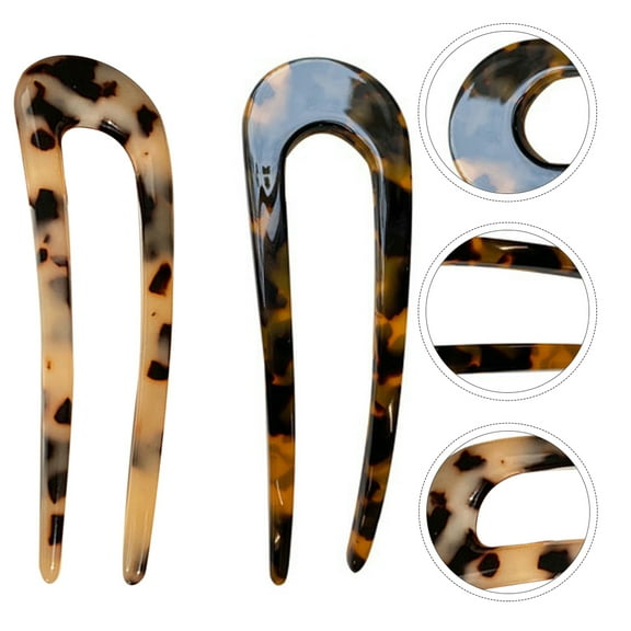 BESTOYARD Leopard Print Hair Pins U Shaped Hair Clips Assorted Color 2Pcs