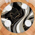 thumbnail image 2 of Black White Marble Gold Line Pattern Round Fitted Tablecloth with Elastic Edge,Dining Table Cover Waterproof,Outdoor Round Tablecloth for Camping,Dining,Indoor and Outdoor, 2 of 7