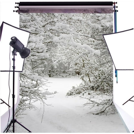 Christmas Winter Background GreenDecor Polyster 5X7ft Christmas Winter Snow Photograghy Backdrop Photo Background Photo studio prop ()