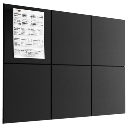 MaxGear Large Cork Board for Wall 36" x 24", Black Bulletin Board, 6 Pack Felt Wall Tiles with Pushpins