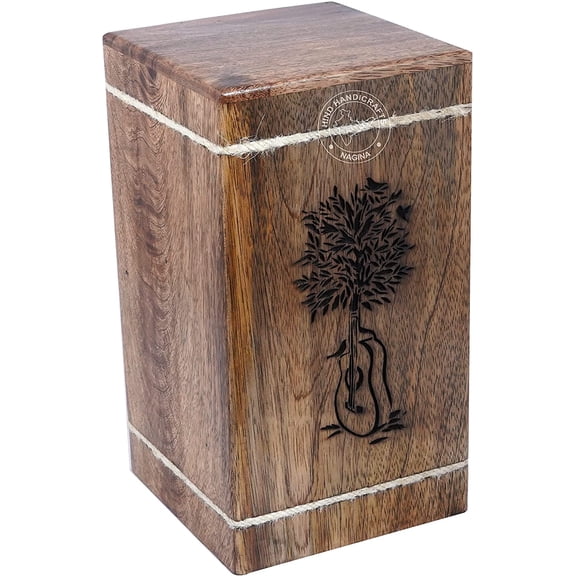 Wooden Urns for Human Ashes Adult Large - Rosewood Cremation Urn for Ashes -Burial Urn for Columbarium - Funeral Urn Box (250 LB - Hardwood, Guitar Tree of Life)