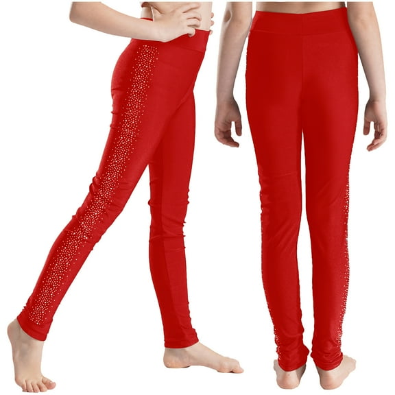 iiniim Kids Girls Ice Skating Tights Figure Skating Pants Skate Practice Leggings Competition Performance Size 6-16 Burgundy 12