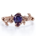 thumbnail image 1 of Botanical Design - 1 Carat Pear Cut Lab Created Alexandrite - 4 Prong Engagement Ring - 18K Rose Gold Plating over Silver, 1 of 4
