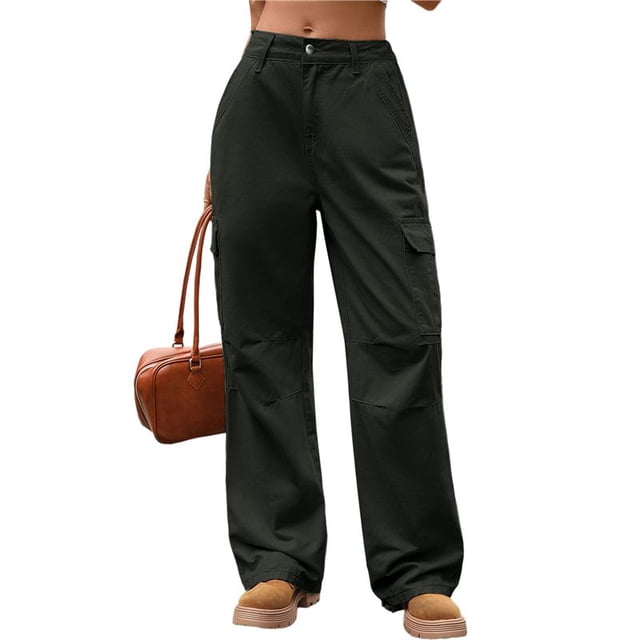 Pantalones Vaqueros Holgados para Mujer, Elásticos, Sueltos, de Cintura Alta y Pierna , Estilo Años 90, Y2K Verde XL