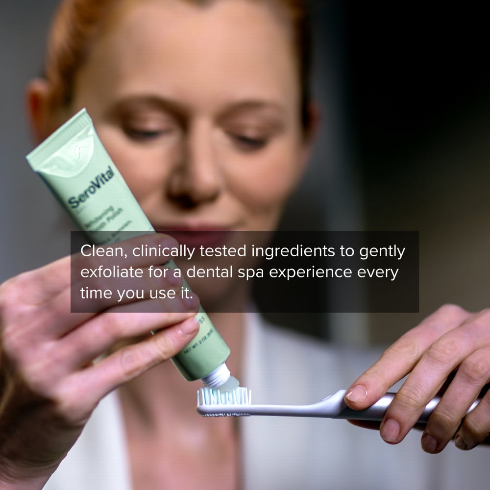 SeroVital Smile Whitening Tooth Polish—Silica and Plant Enzymes Remove Stains and Gently Polish, Freshen Breath with Botanical Oils, Formulated without Fluoride, for Sensitive Teeth, Mint Kiss