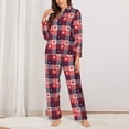 thumbnail image 2 of KLL Heart Plaid Print Women's Long Sleeve Pajamas with Pants Sleepwear Loungewear 2 Set-X-Large, 2 of 7