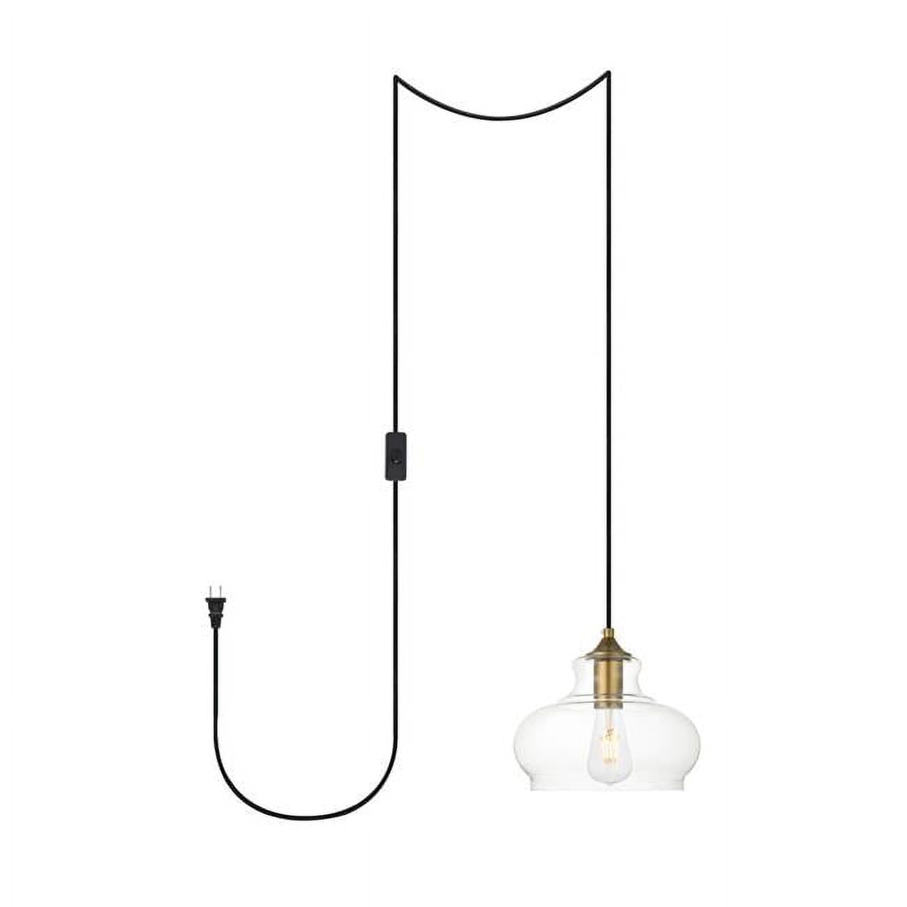 Living District LDPG2246BR Destry 1 Light Brass Plug-In Pendant with Clear Glass