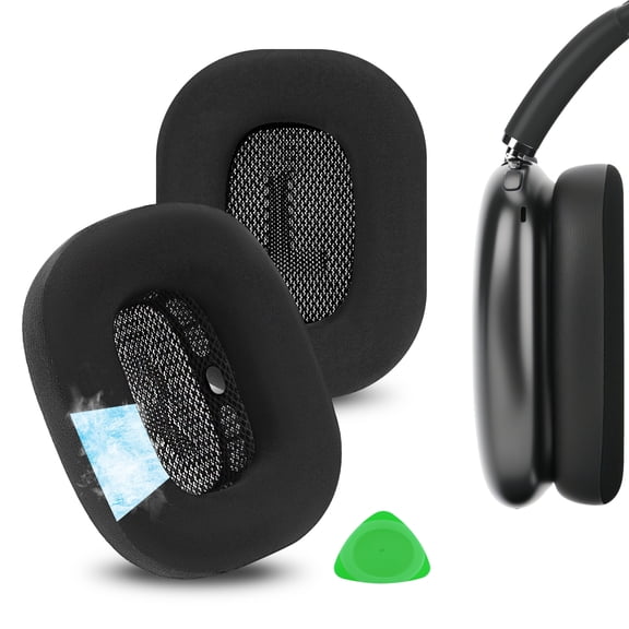 Geekria Sport Cooling-Gel Replacement Ear Pads for Apple AirPods MAX (A3184) (A2096) Headphones Ear Cushions, Repair Parts (Black)