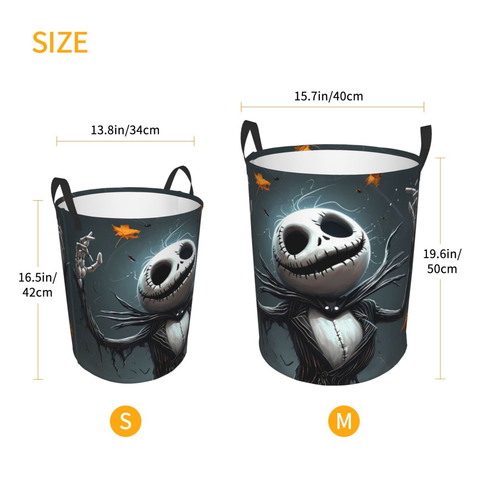 Large Laundry Basket with Handles - Halloween Dancing Skeleton Man Kids Baby Dirty Clothes Laundry Hamper for Bedroom Aesthetic
