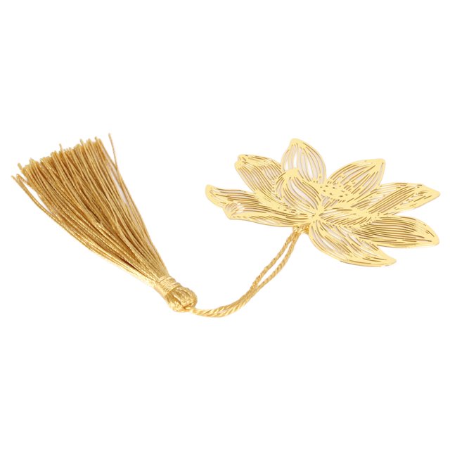 Hollow Metal Bookmarks With Chain Exquisite Engraving Plant Shape Keep On Reading Thin And Light Brass Gold Plating