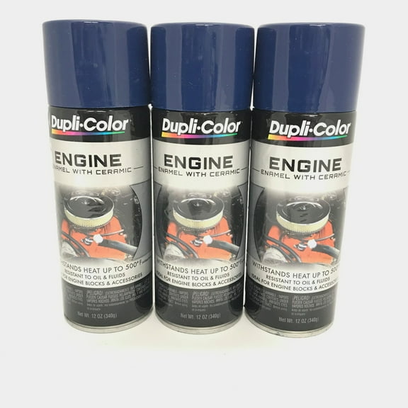 Duplicolor DE1606 - 3 Pack Engine Enamel Paint with Ceramic Ford Dark Blue - 12 oz