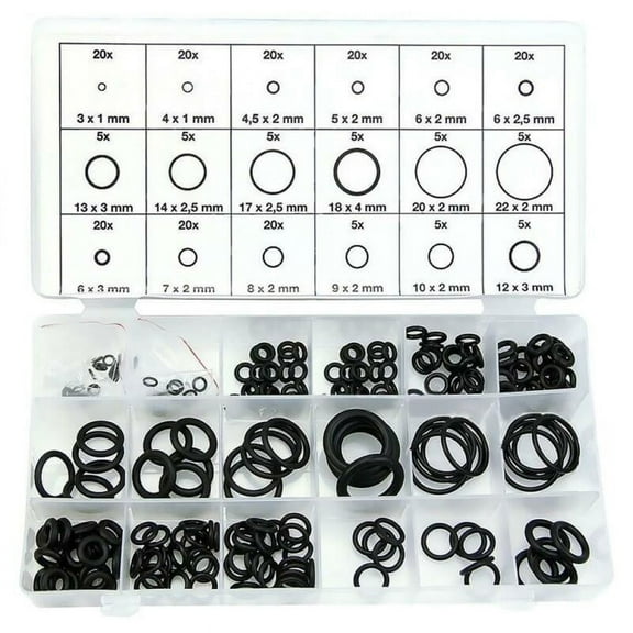225Pcs Rubber O Ring Assortment Kit Hydraulic Pipe Gasket Paintball Seal Set