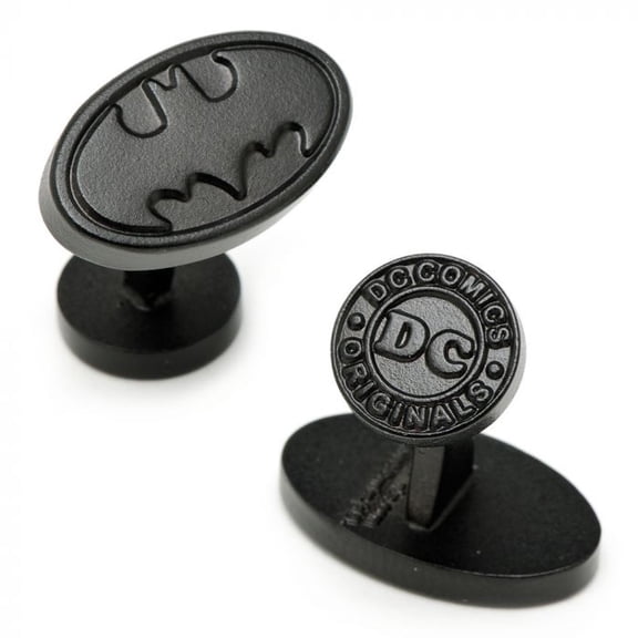 Men's Satin Black Oval Batman Logo Cufflinks