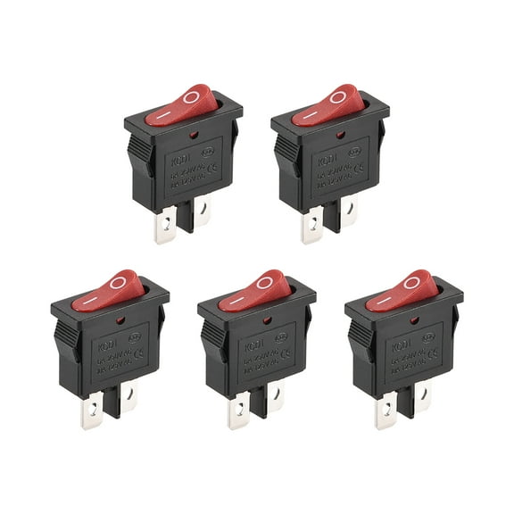 Mini Boat Rocker Switch Red Toggle Switch for Boat Car Marine ON/OFF AC 250V/6A 125V/10A, 5pcs