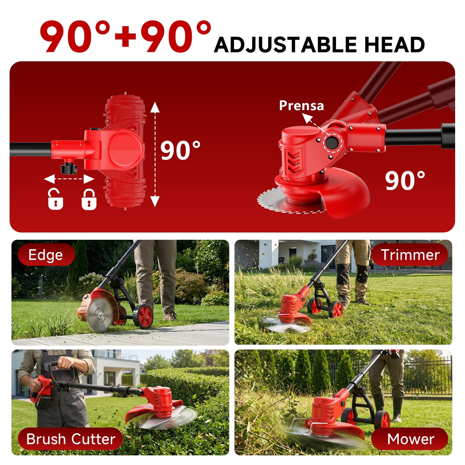 Tanbaby 6 inch Weed Eaters Cordless, Battery Powered Weed Wacker/String Trimmer/Brush Cutter, Lawn Edger with 3 Types of Blades for Lawn Yard Garden