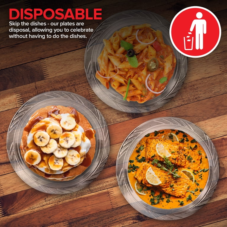 Stock Your Home 120-Count Clear Plastic Dinner Plates, 9 Inch photo 4