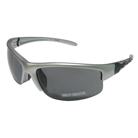 Harley Davidson Glasses New Harley-Davidson Hds 580 Mens Sport Half-Rim 100% UVA & UVB Silver / Black 100% UV Protection Sleek Shades Sunnies Frame Gray Lenses 68-12-130 Sunglasses/Sun Glasses ()