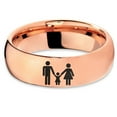 thumbnail image 2 of Tungsten Couple Family Child Holding Hands Band Ring 7mm Men Women Comfort Fit 18k Rose Gold Dome Polished, 2 of 4