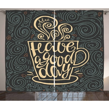 Good Quality Bedroom Sets Quote Curtains 2 Panels Set, Have a Good Day Positive Message Lettering in Cup of Coffee with Hearts and Swirls, Window Drapes for Living Room Bedroom, 108W X 84L Inches, Multicolor, by Ambesonne ()