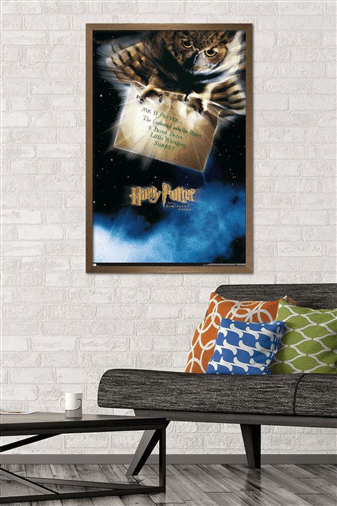 Harry Potter and the Sorcerer's Stone - Owl One Sheet Wall Poster, 22.375" x 34", Framed