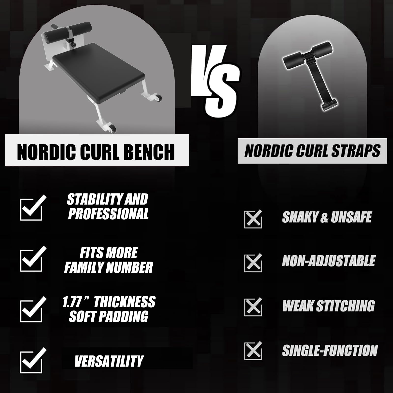 Huisuilinss Nordic Curl Machine,Adjustable Hamstring Curl Bench,Nordic Bench With Wheels,Glute Machine,Home Gym Equipment For Leg Workouts