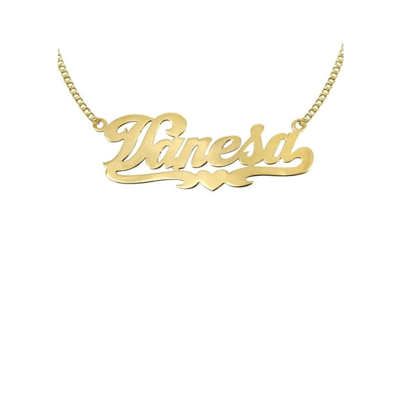 14K Gold  Heart Name Plate Necklace | Style #70
