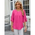 thumbnail image 2 of Anbech Women's 3/4 Sleeve Chiffon Blouse Shirt 2024 Trendy O-Neck Flowy Elegant Business Casual Tshirt, 2 of 7