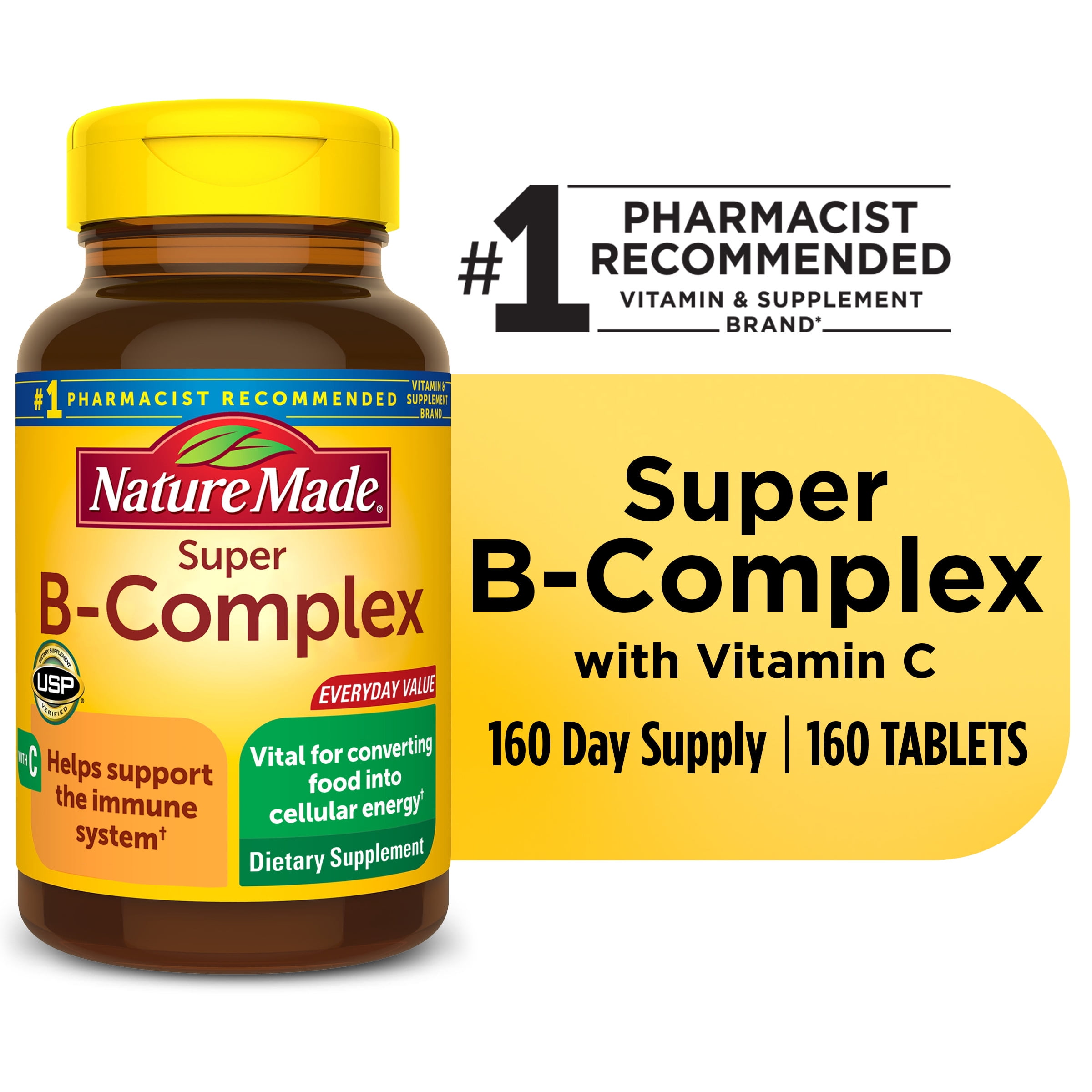 Nature Made Super B Complex With Vitamin C And Folic Acid Tablets 160 