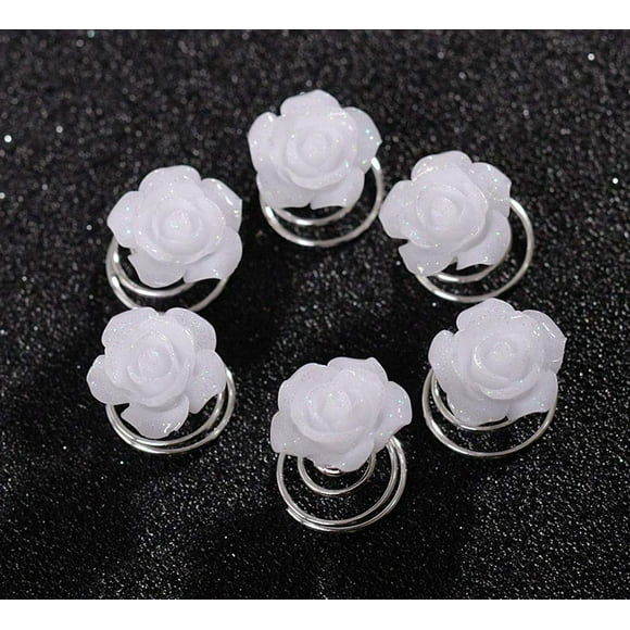 24 piezas de diamantes de imitación de cristal en espiral, horquilla para el pelo, clip de perlas de imitación, pasador giratorio, espirales para el cabello, horquilla, moño, palillo (F#)