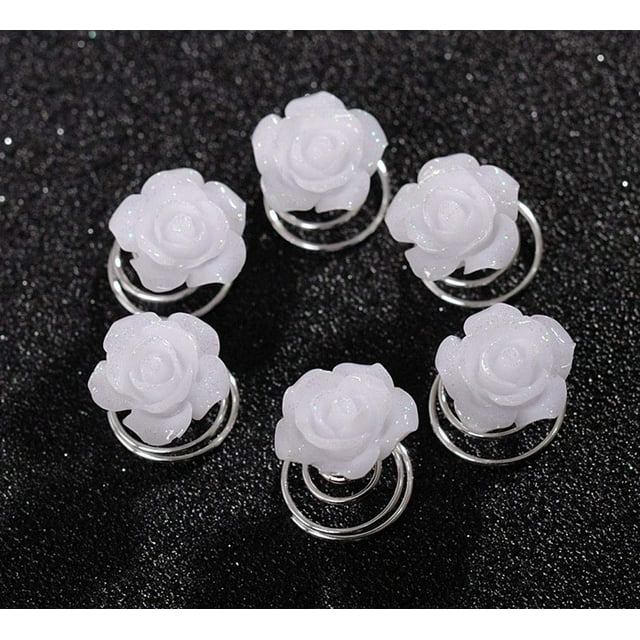 24 piezas de diamantes de imitación de cristal en espiral, horquilla para el pelo, clip de perlas de imitación, pasador giratorio, espirales para el cabello, horquilla, moño, palillo (F#)